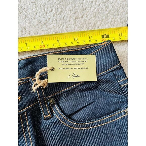 L’Exposition Dark Denim low riseJeans bootcut flare patches Equstrian sz 24 - Picture 7 of 13